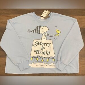 Grayson Threads Snoopy Merry and Bright Cropped Fit Sweatshirt Size Large